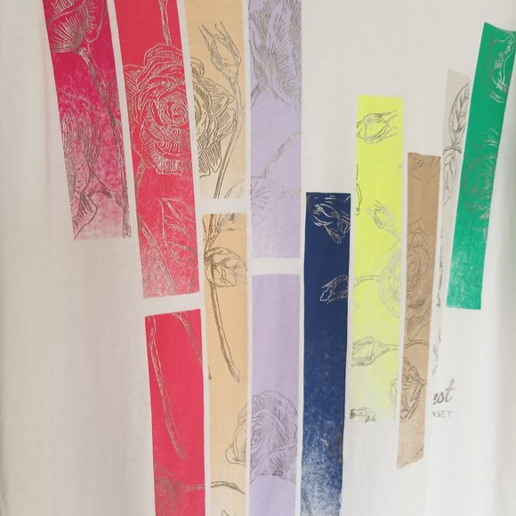 TWINSET white striped floral-print t-shirt, size S - Picture 2 of 10